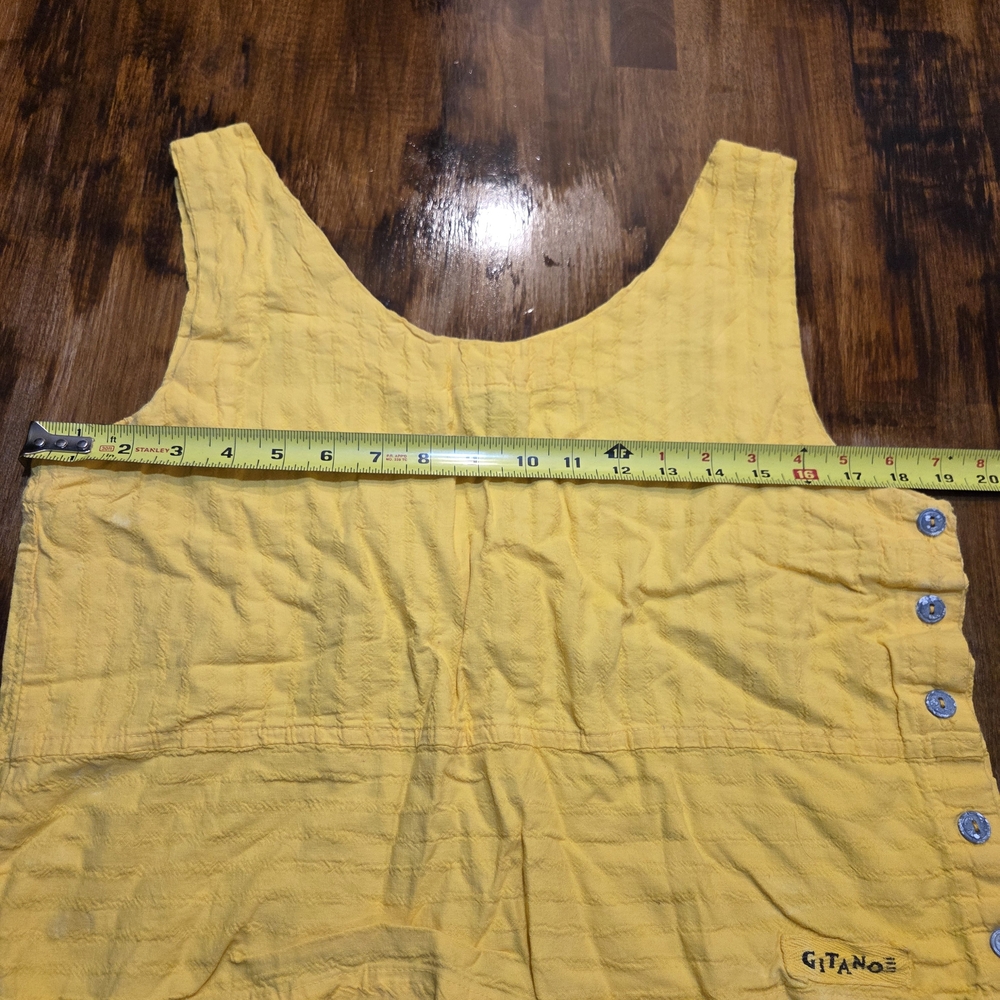 Vintage Gitano Womens Boxy Tank Top Shirt Hot Yellow 90s SZ L Cottegecore - Picture 5 of 8